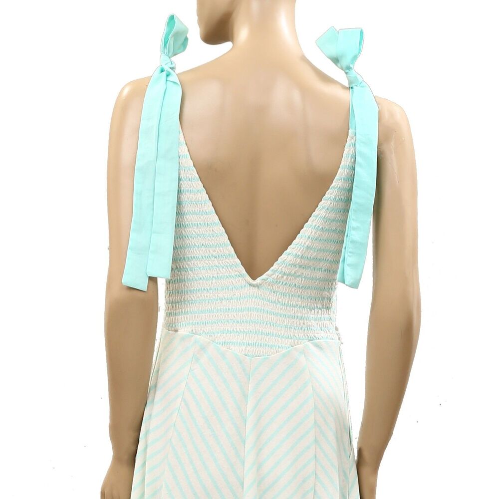 Free People Free-Est Cecelia Midi Dress Striped Printed Smocked Cotton S 286693 - Picture 8 of 10